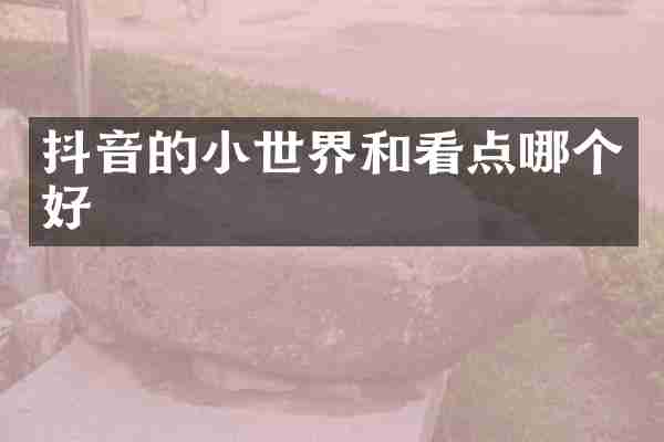 抖音的小世界和看点哪个好