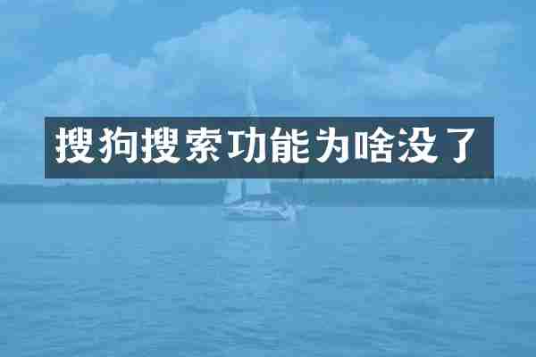 搜狗搜索功能为啥没了