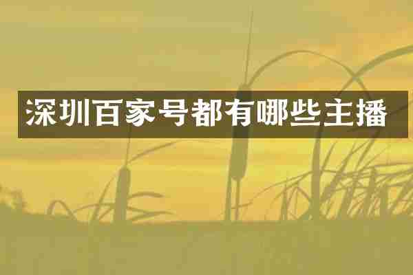 深圳百家号都有哪些主播
