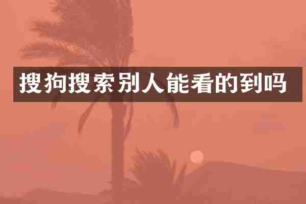 搜狗搜索别人能看的到吗