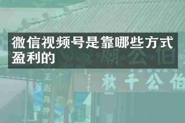 微信视频号是靠哪些方式盈利的