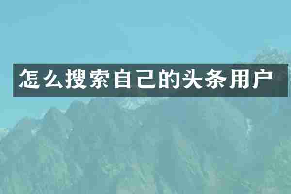 怎么搜索自己的头条用户