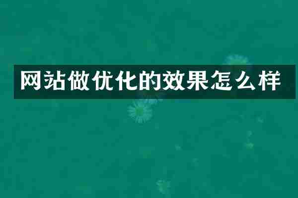 网站做优化的效果怎么样