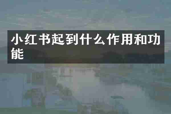 小红书起到什么作用和功能