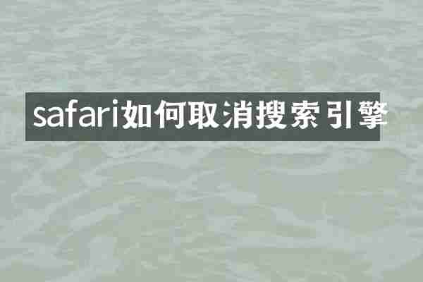 safari如何取消搜索引擎