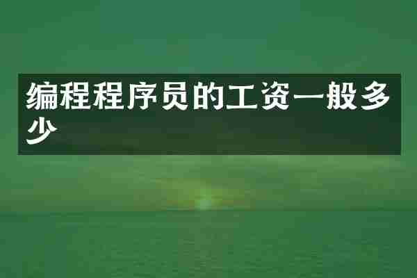编程程序员的工资一般多少