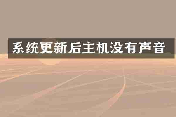 系统更新后主机没有声音