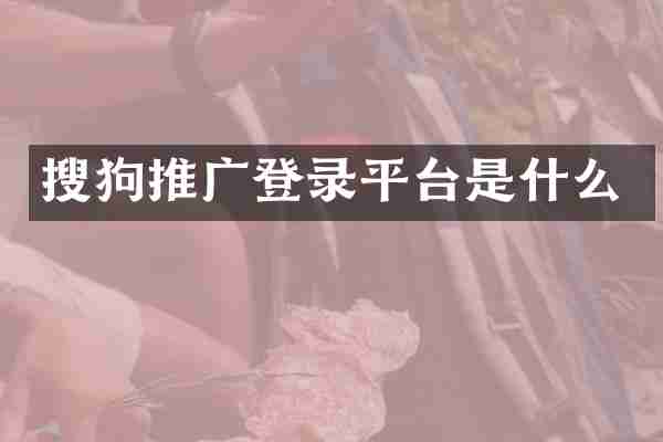 搜狗推广登录平台是什么