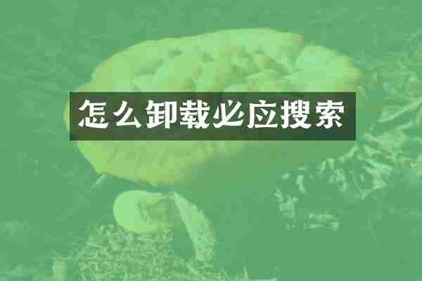 怎么卸载必应搜索