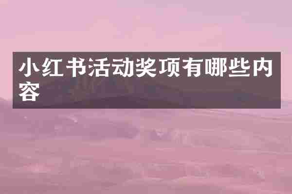 小红书活动奖项有哪些内容