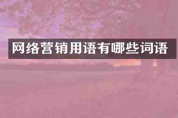 网络营销用语有哪些词语