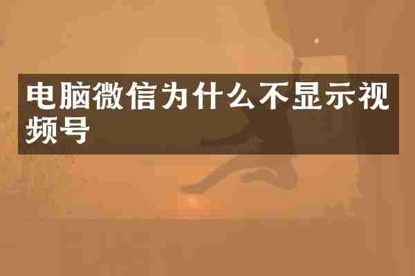 电脑微信为什么不显示视频号