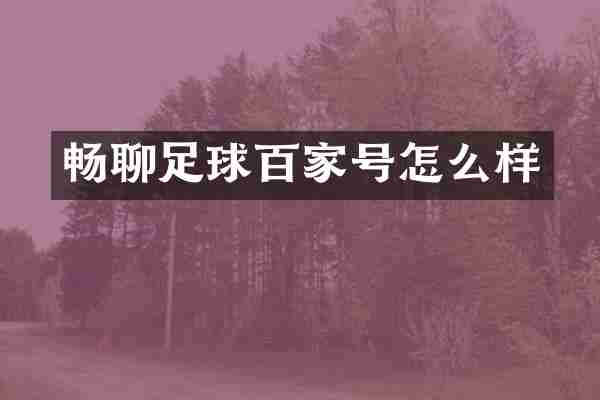 畅聊足球百家号怎么样