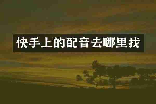 快手上的配音去哪里找