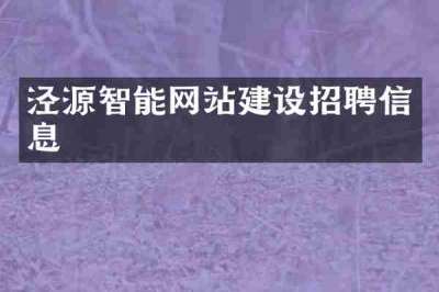 泾源智能网站建设招聘信息