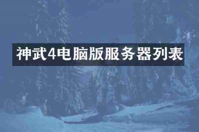 神武4电脑版服务器列表