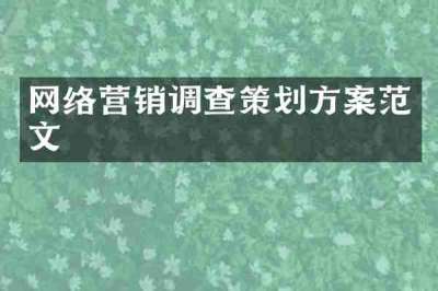 网络营销调查策划方案范文