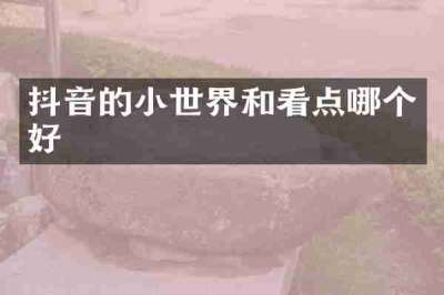 抖音的小世界和看点哪个好