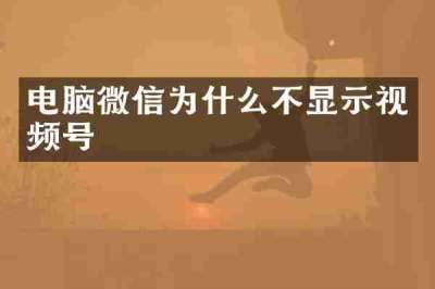 电脑微信为什么不显示视频号