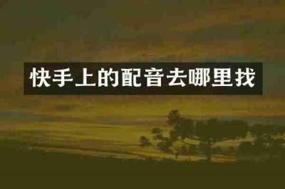 快手上的配音去哪里找