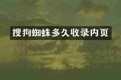 搜狗蜘蛛多久收录内页