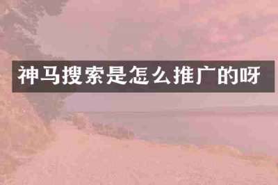 神马搜索是怎么推广的呀
