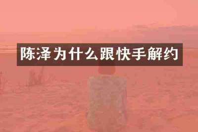 陈泽为什么跟快手解约