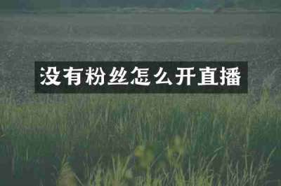 没有粉丝怎么开直播