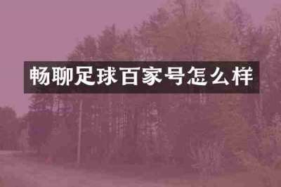 畅聊足球百家号怎么样