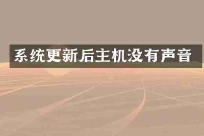 系统更新后主机没有声音