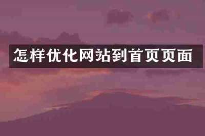 怎样优化网站到首页页面