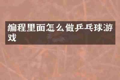 编程里面怎么做乒乓球游戏