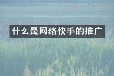 什么是网络快手的推广