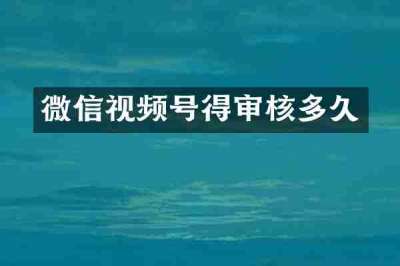 微信视频号得审核多久