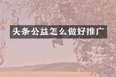 头条公益怎么做好推广