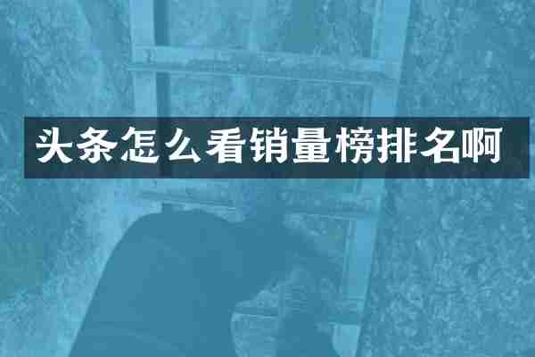 头条怎么看销量榜排名啊