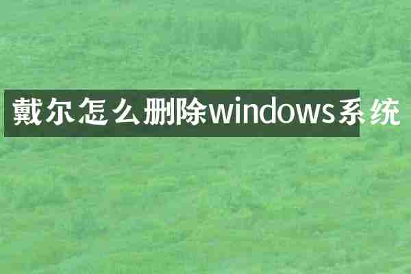 戴尔怎么删除windows系统