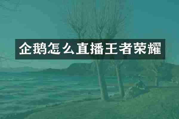 企鹅怎么直播王者荣耀
