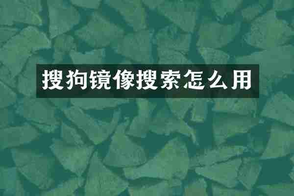 搜狗镜像搜索怎么用