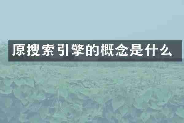 原搜索引擎的概念是什么