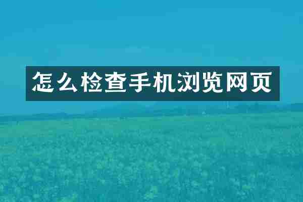 怎么检查手机浏览网页