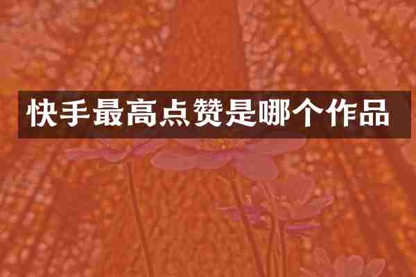 快手最高点赞是哪个作品
