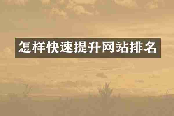 怎样快速提升网站排名