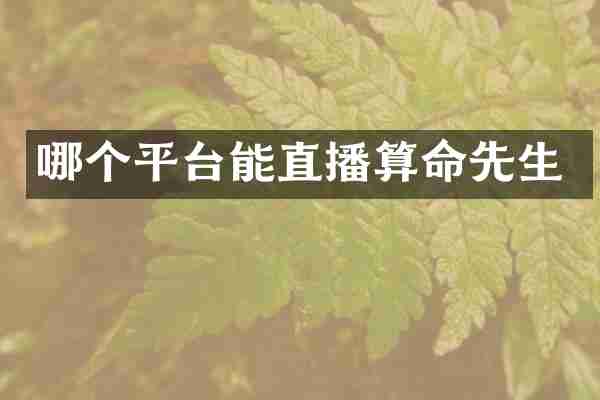 哪个平台能直播算命先生