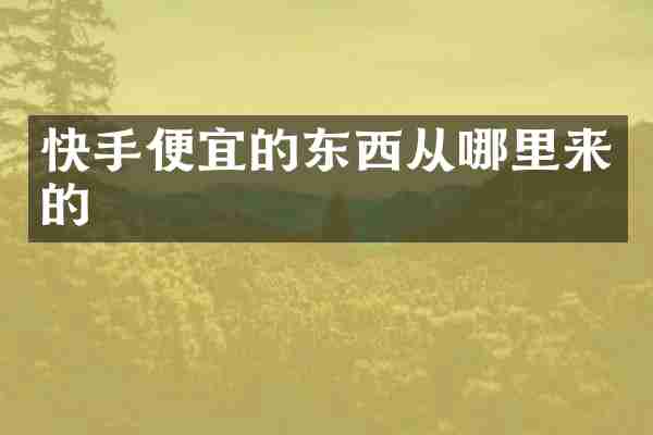 快手便宜的东西从哪里来的