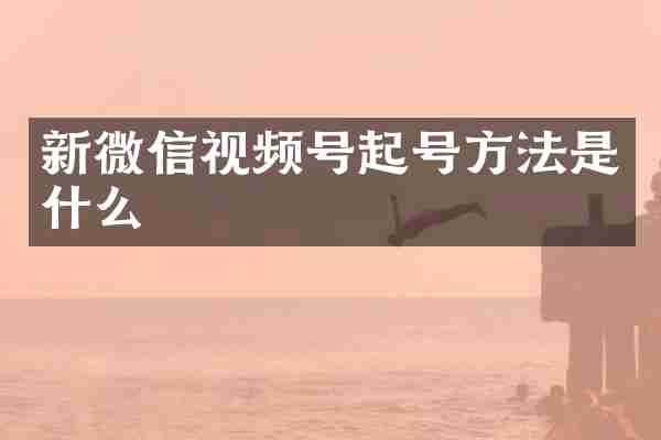 新微信视频号起号方法是什么