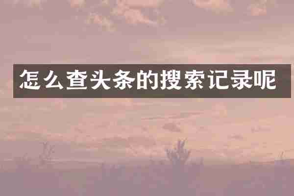 怎么查头条的搜索记录呢
