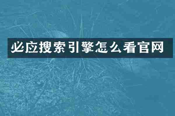 必应搜索引擎怎么看官网