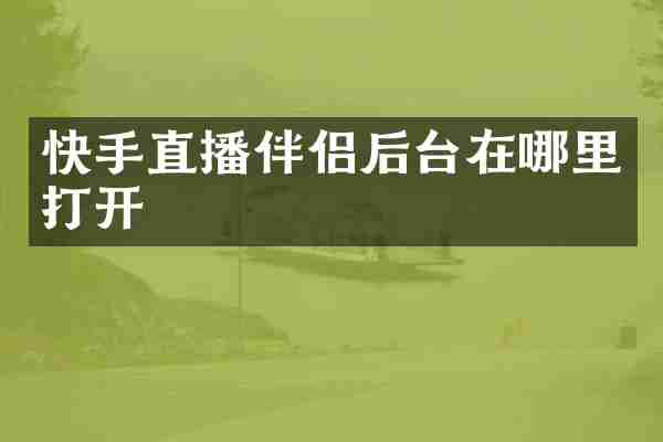 快手直播伴侣后台在哪里打开