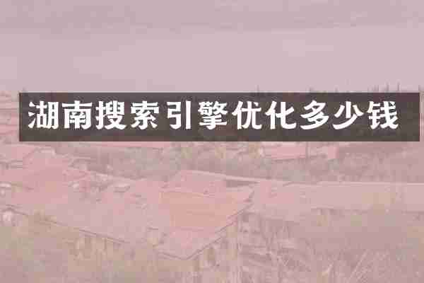 湖南搜索引擎优化多少钱